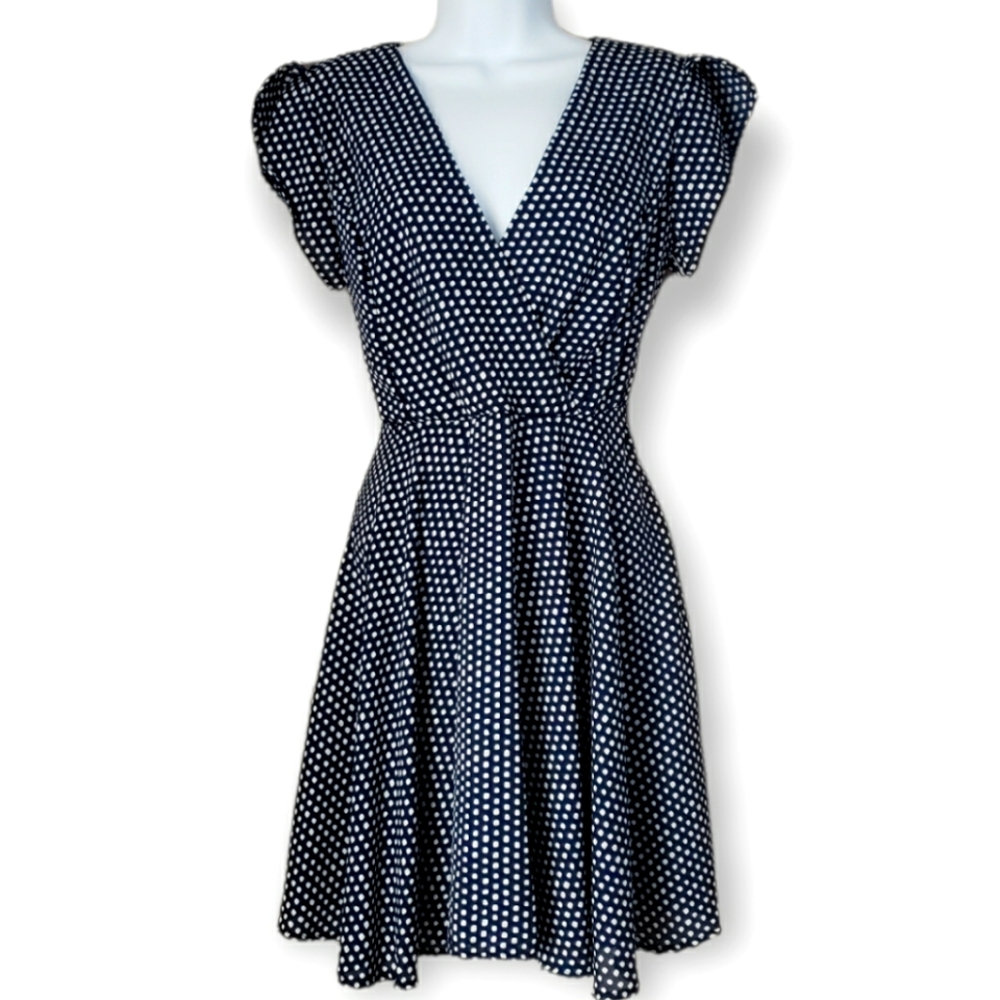 Altar'd State Navy and White Polka Dot Dress